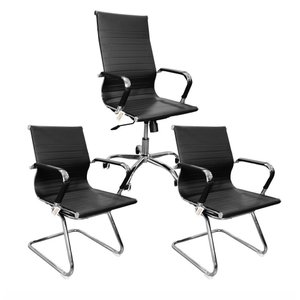 Kit Escritorio Esteira Eames - 1 Giratória + 2 Fixas