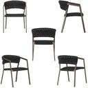 Ver imagem 3 de 6 Cadeiras Atenas Tricô Náutico e Alumínio Proteção Uv Marro Preto