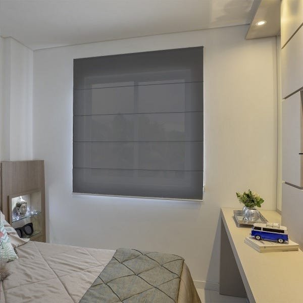 Persiana Romana (1,60Larg. x 2,25Alt.) Tecido Tela Solar Screen Preto - Vogaflex - 1