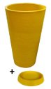 Ver imagem 3 de Kit Vaso Planta + Prato 75x50 Redondo Cônico Polietileno BGPLASTICOS AMARELO GIRASSOL 007