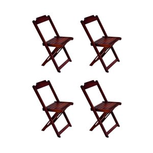 Kit 4 Cadeiras de Madeira Dobravel Imbuia