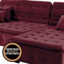 Ver mais imagens de Sofá Retrátil e Reclinável com Chaise Orlando 2.20x2.10m- Sofisticato-vinho