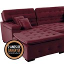 Ver imagem 7 de Sofá Retrátil e Reclinável com Chaise Orlando 2.20x2.10m- Sofisticato-vinho