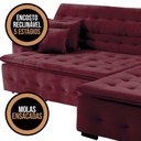 Ver imagem 5 de Sofá Retrátil e Reclinável com Chaise Orlando 2.20x2.10m- Sofisticato-vinho