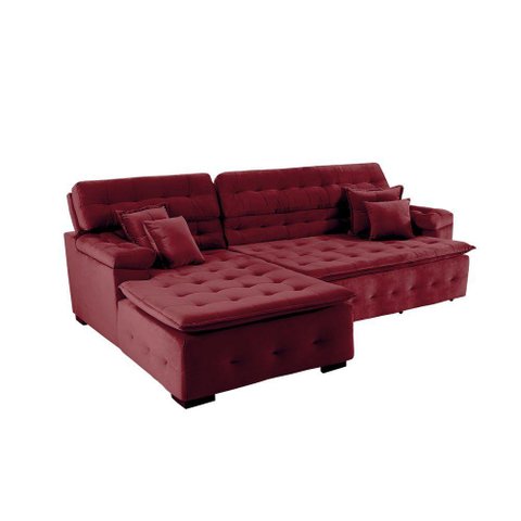 Sofá Retrátil e Reclinável com Chaise Orlando 2.20x2.10m- Sofisticato-vinho