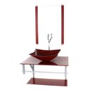 Ver imagem 1 de GABINETE DE VIDRO PARA BANHEIRO 60CM AC CUBA QUADRADA VERMELHO CEREJA FULL COM TORNEIRA CROMADA