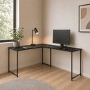 Ver imagem 2 de Mesa em L sem Prateleira Office em MDF Estilo Industrial Klm Store