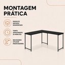 Ver imagem 5 de Mesa em L sem Prateleira Office em MDF Estilo Industrial Klm Store