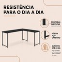 Ver imagem 3 de Mesa em L sem Prateleira Office em MDF Estilo Industrial Klm Store