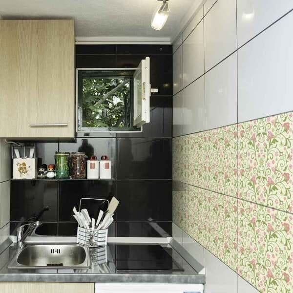 KIT Adesivos de Azulejos Floral Decorativo - 16 Unidades com 20cm x 20cm cada - 1