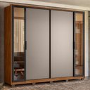 Ver imagem 2 de Guarda Roupa Casal Laredo 4 Portas Flex Nogueira/nude Prime Tx com Vidro Reflecta e Pés - Demartêz