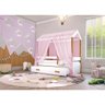 Cama Montessori Cabana Com Auxiliar Colchão E Dossel Rosa - 2