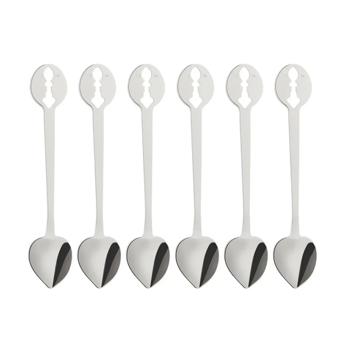 Kit 6 Colheres para Café Bugatti Kiss Coração em Inox 437066