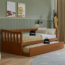 Ver imagem 3 de Sofá Bicama Solteiro de Madeira Maciça com Cama Auxiliar