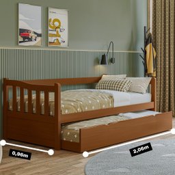 Sofá Bicama Solteiro de Madeira Maciça com Cama Auxiliar - 2