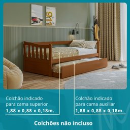 Sofá Bicama Solteiro de Madeira Maciça com Cama Auxiliar - 4