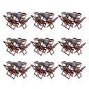 Ver imagem 1 de Kit 9 Conjuntos De Mesa Dobravel Com 6 Cadeiras De Madeira 120X70 Para Restaurante E Bar - Imbuia