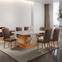 Ver imagem 2 de Mesa de Jantar Alvorada 180cm Tampo MDF Vidro Canto Copo com 6 Cadeiras Aline Moderna Mobília