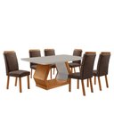 Ver imagem 1 de Mesa de Jantar Alvorada 180cm Tampo MDF Vidro Canto Copo com 6 Cadeiras Aline Moderna Mobília