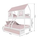 Ver imagem 3 de Beliche Casal/ Solteiro Casinha Encantada com 02 Gavetas Madeira Maciça Branco/ Rosa Megamobilia