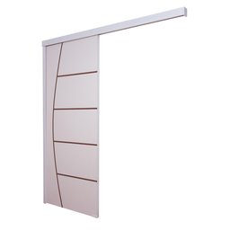 Porta Correr Branco Prime Frisada 210x110 C/kit Completa - 3