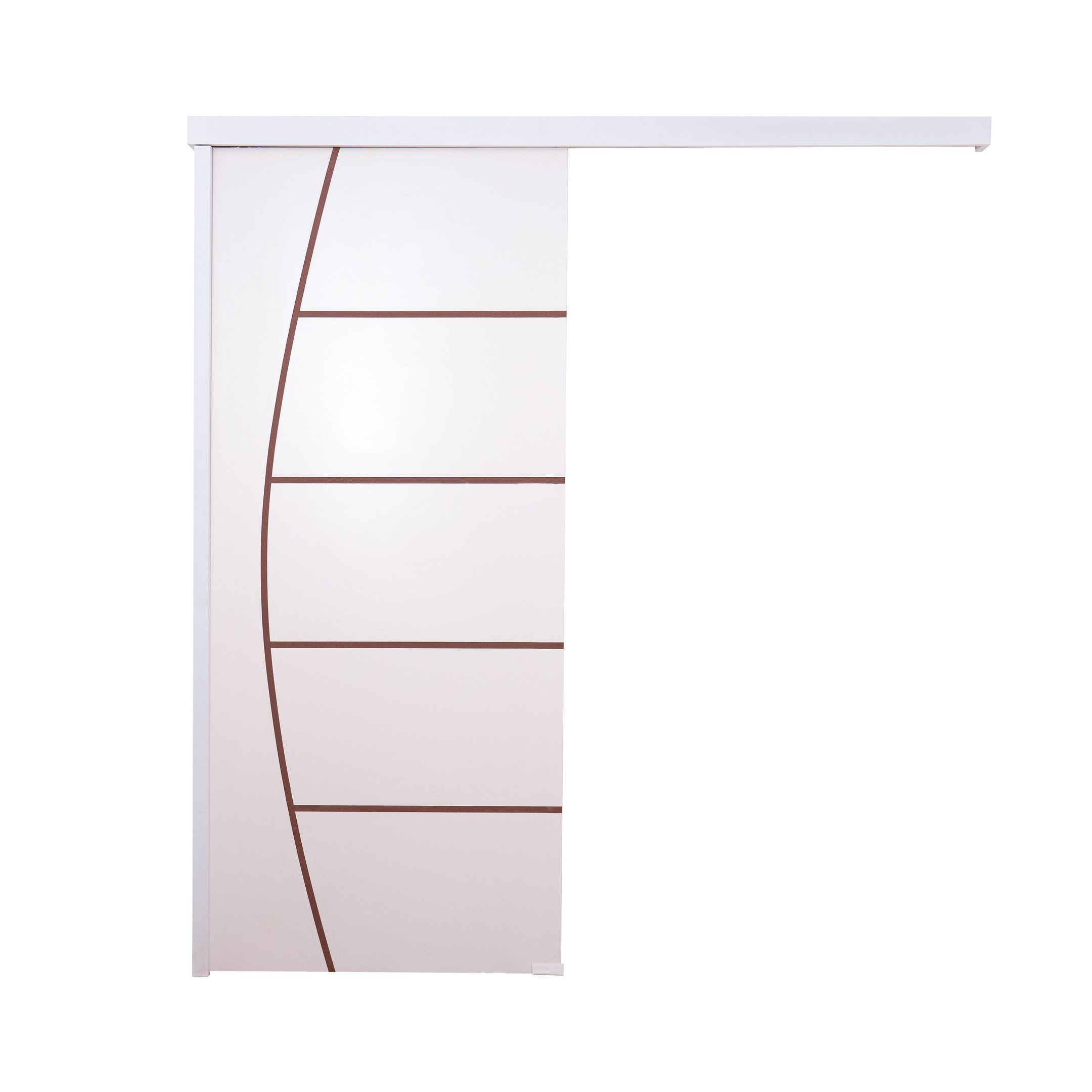 Porta Correr Branco Prime Frisada 210x110 C/kit Completa - 3