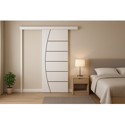 Porta Correr Branco Prime Frisada 210x110 C/kit Completa - 1
