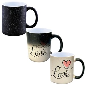 Caneca Mágica Glitter Muda de Cor Y2 Amor Love Escrita Coração
