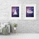 Ver imagem 1 de Kit 2 Quadros Grandes Buda Galáxia - 60x48cm:madeira Branca