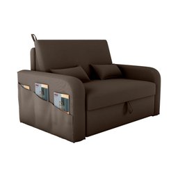 Sofá Cama Lady Day 2 Lugares Conforto Veludo Marrom Matrix Sala com Baú - 1