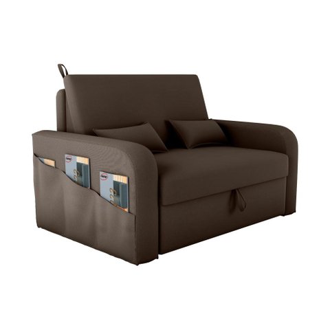 Sofá Cama Lady Day 2 Lugares Conforto Veludo Marrom Matrix Sala com Baú
