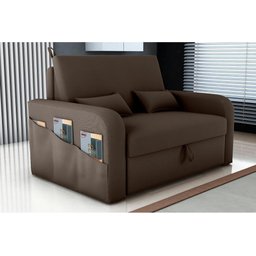 Sofá Cama Lady Day 2 Lugares Conforto Veludo Marrom Matrix Sala com Baú - 2