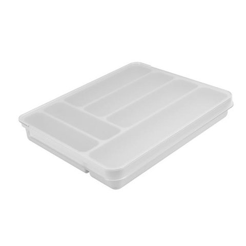 Organizador Talheres com Tampa Ext Perfect em Polipropileno Branco Coza 10980/3007