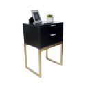 Ver imagem 1 de Mesa de Cabeceira Eco Industrial 40cm Preto 2 Gavetas Pés Ferro Dourado para Quarto Cama