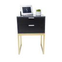 Ver imagem 5 de Mesa de Cabeceira Eco Industrial 40cm Preto 2 Gavetas Pés Ferro Dourado para Quarto Cama