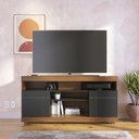 Ver imagem 1 de Rack Bancada Yara para Sala de Tv até 47 Polegadas Noce Milano Preto Fosco Colibri