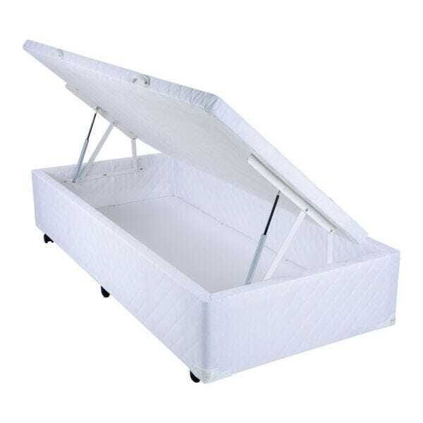 Cama Box Baú Solteiro Poliéster 78x188cm - Genki Kenko Colchões:branco - 2