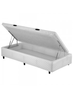 Cama Box Baú Solteiro Poliéster 78x188cm - Genki Kenko Colchões:branco