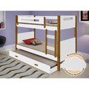 Ver imagem 2 de Beliche Solteiro com Cama Auxiliar Montessoriana Heloisa Branca e Amêndoa Acompanha Luminária Led