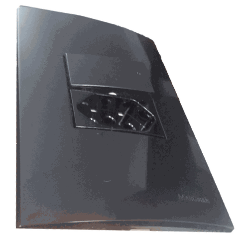 Conjunto 4x2 Linha Ebony Sleek Alto Brilho Margirius 4x2" 1 Interruptor Simples + 1 Tomada 2p+t 10 a