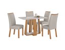 Ver imagem 1 de Conjunto Sala de Jantar Mesa Sintonia 120 Tampo Vidro Off White com 4 Cadeiras Apogeu - Lopas Amendo