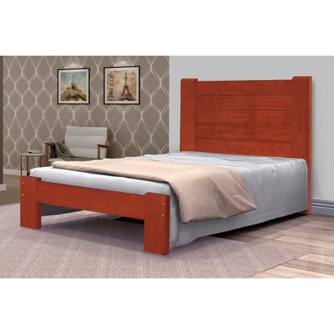 Cama Queen Size Dubai de Madeira Maciça Angelim Pedra/tauari - Cor Mel