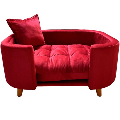 Sofá Caminha Pet Luxo em Sued Premium:vermelho