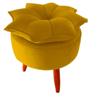 Puff Pétala Moderno Veludo Amarelo