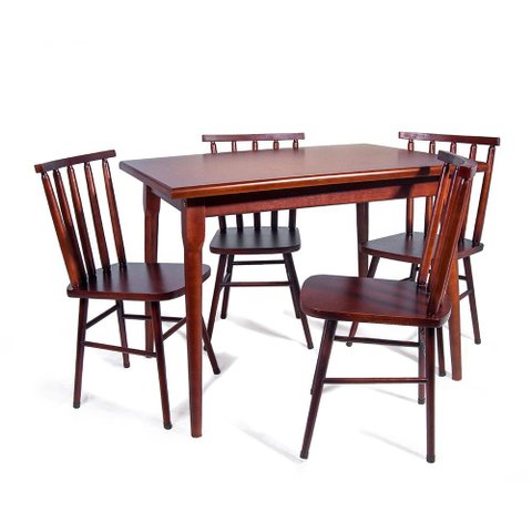 Conjunto de Mesa Portugal 110x80 com 4 Cadeiras – Imbuia – Jm Móveis