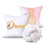 Capa Almofada para Quarto Decorativa branca Dream Kit 2 Unidades 45cm x 45cm + Almofada Nó Escandina - 1