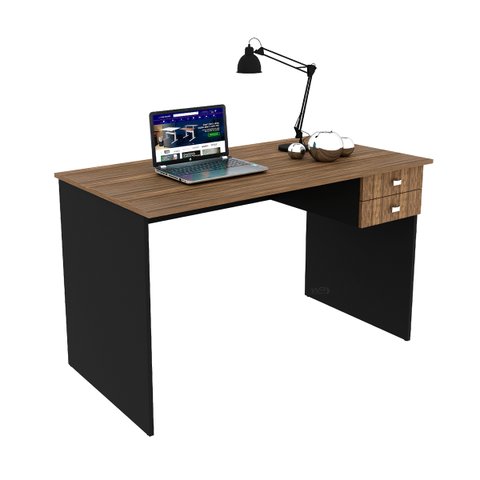Mesa Escrivaninha para Escritório 02 Gavetas Preto Nogal 60x117x74,5cm - Wp Wp Connect Mesa para Esc