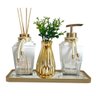 Bandeja Decorativa Pedra Mármore Branco Multiuso Retangular Vidro - 1