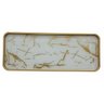 Bandeja Decorativa Pedra Mármore Branco Multiuso Retangular Vidro - 4