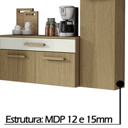 Armário de Cozinha com Balcão Compacta Suspensa Castanho/off White Rubi Aramoveis - 5